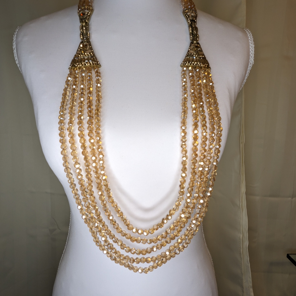 Heidi Daus Master Clasp Gold Multi-Strand Necklace and 2 Bracelet Set